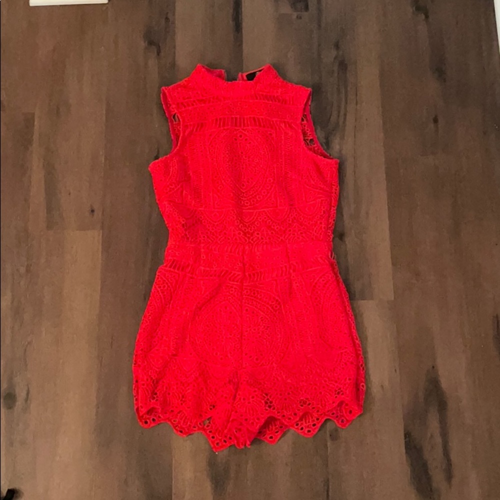 Red lace romper